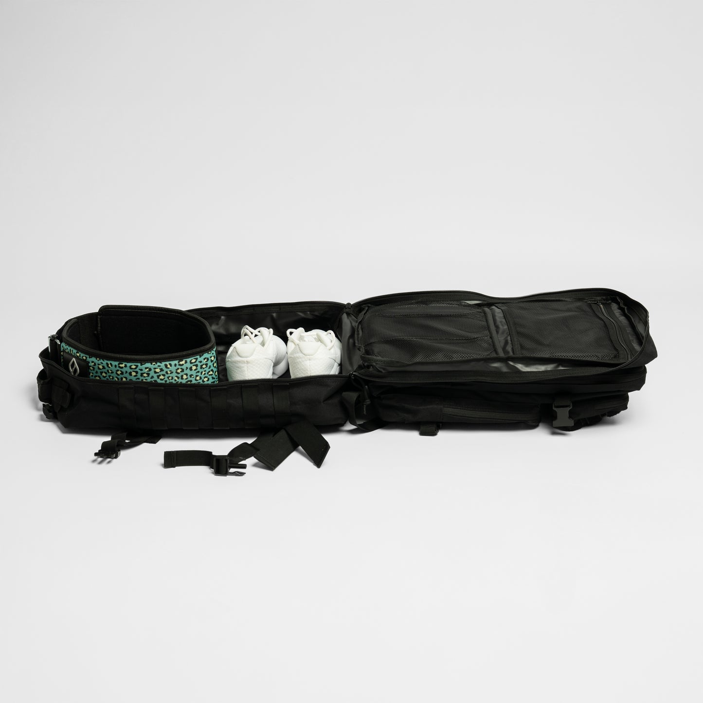 Black Gym backpack unzipped