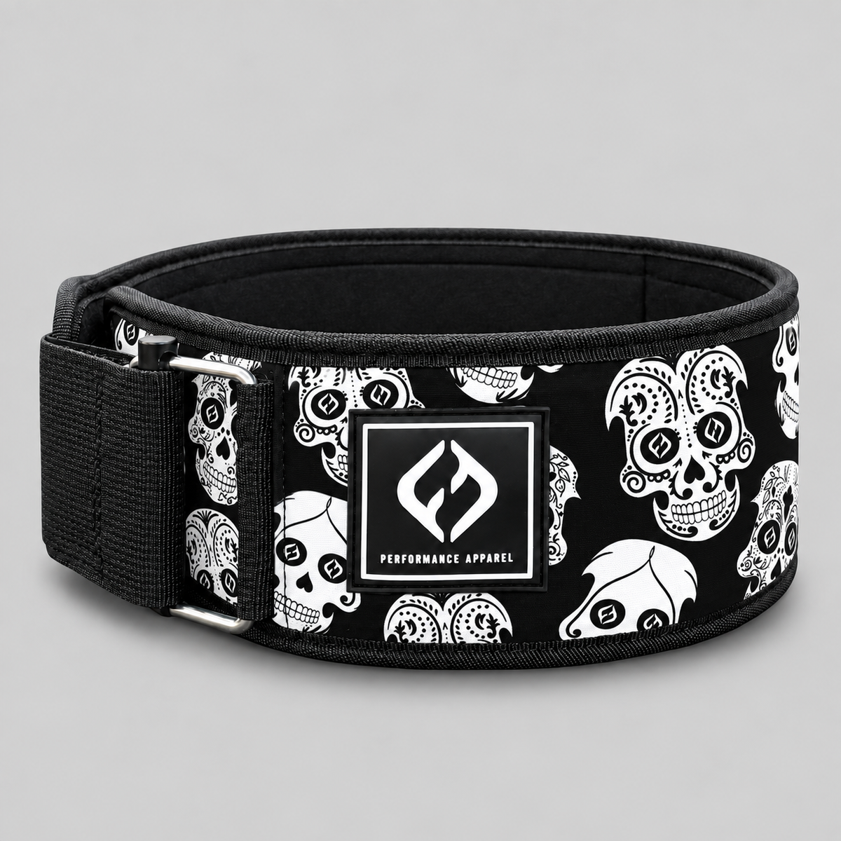 Neoprene Self Locking 4” Weightlifting Belt -Sugar Skull Black