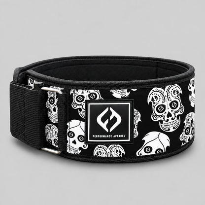 Neoprene Self Locking 4” Weightlifting Belt -Sugar Skull Black