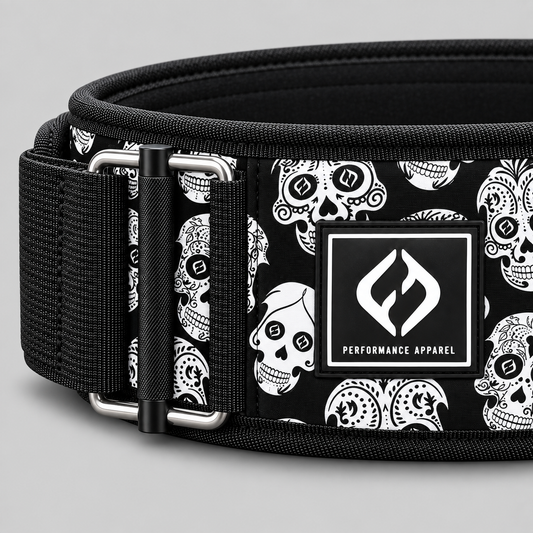 Neoprene Self Locking 4” Weightlifting Belt -Sugar Skull Black