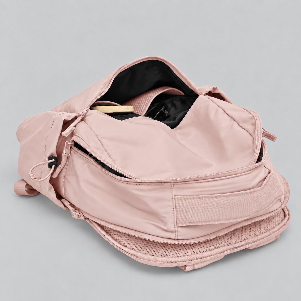 HYBRYD Atlas Backpack Natural pale pink open front compartment