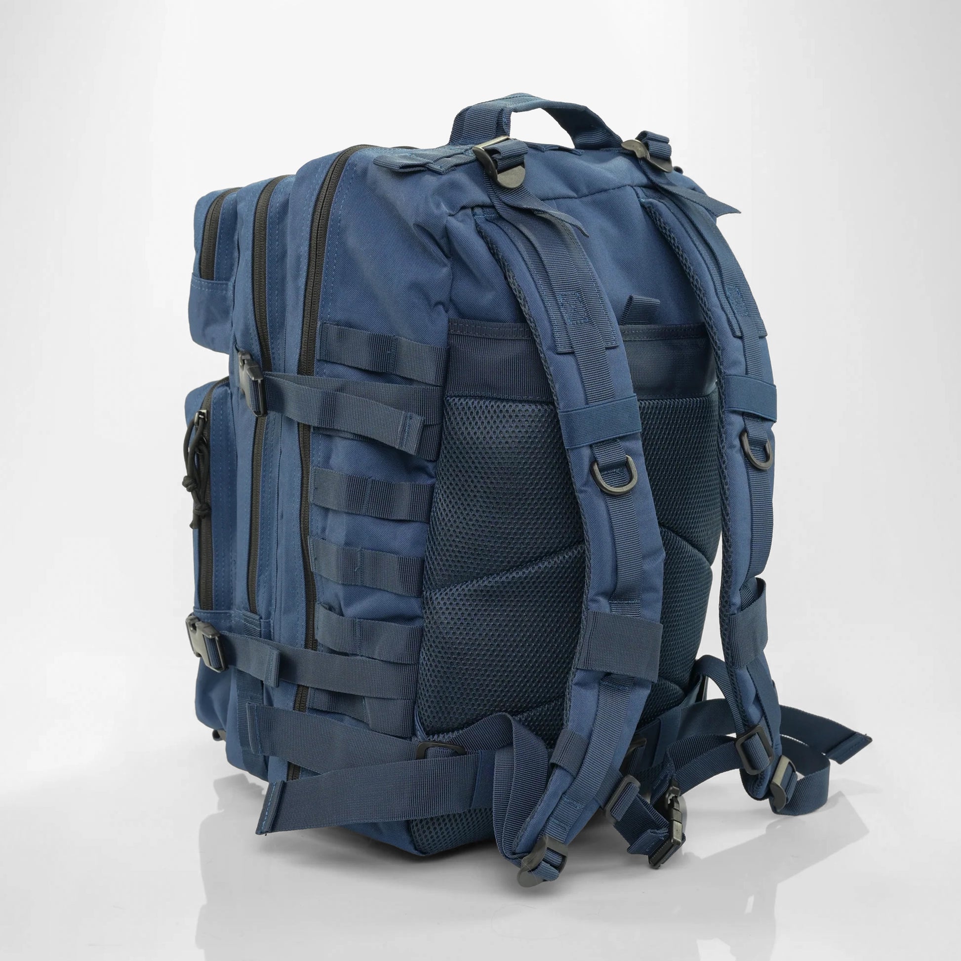 Blue tactical backpack with padded straps