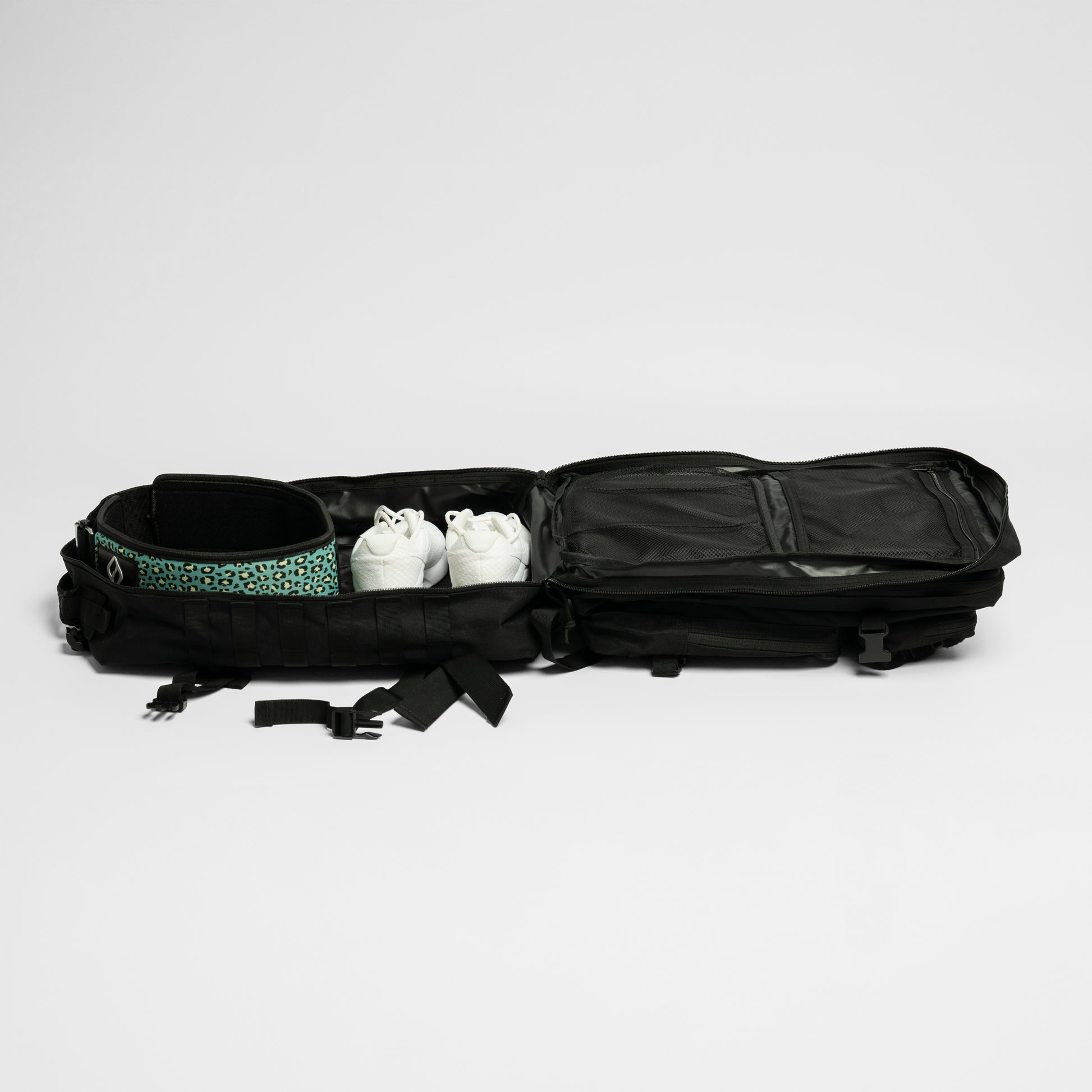 Black Gym backpack unzipped