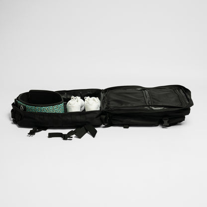 Black Gym backpack unzipped