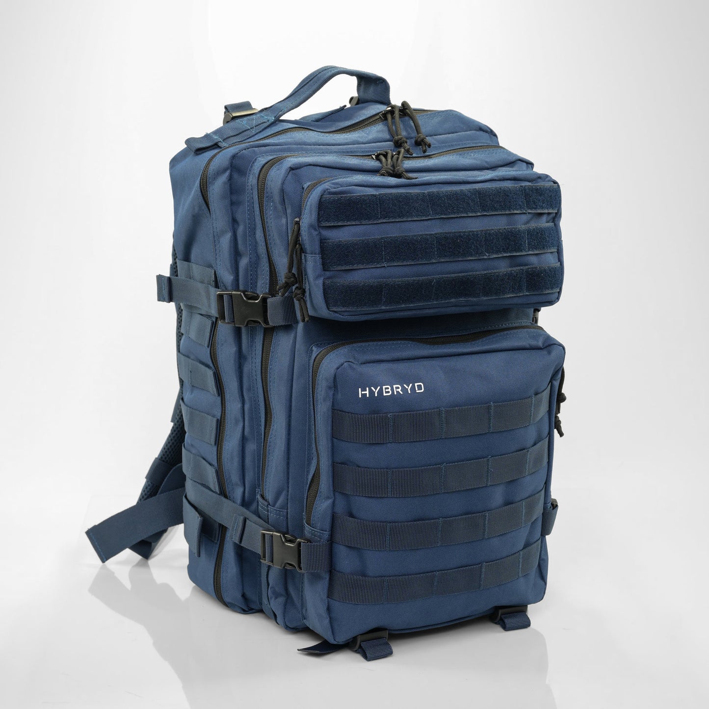 A navy blue Hybryd deployment backpack 