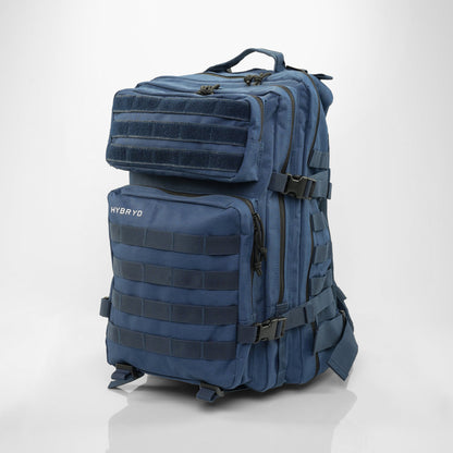 Blue tactical backpack for hybrid racing