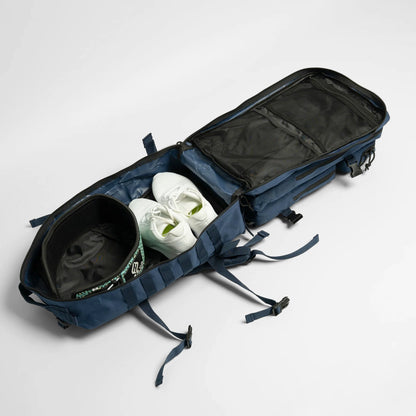 Open navy blue gym backpack