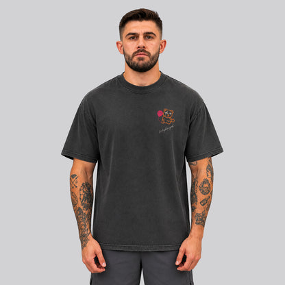 Washed Black Crossfit moto T-shirt_Built For More _Front View - By Hybyrd