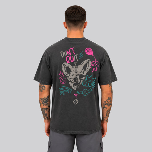 Crossfit athlete wearing Washed black Ethos Tee by HYBRYD - Back