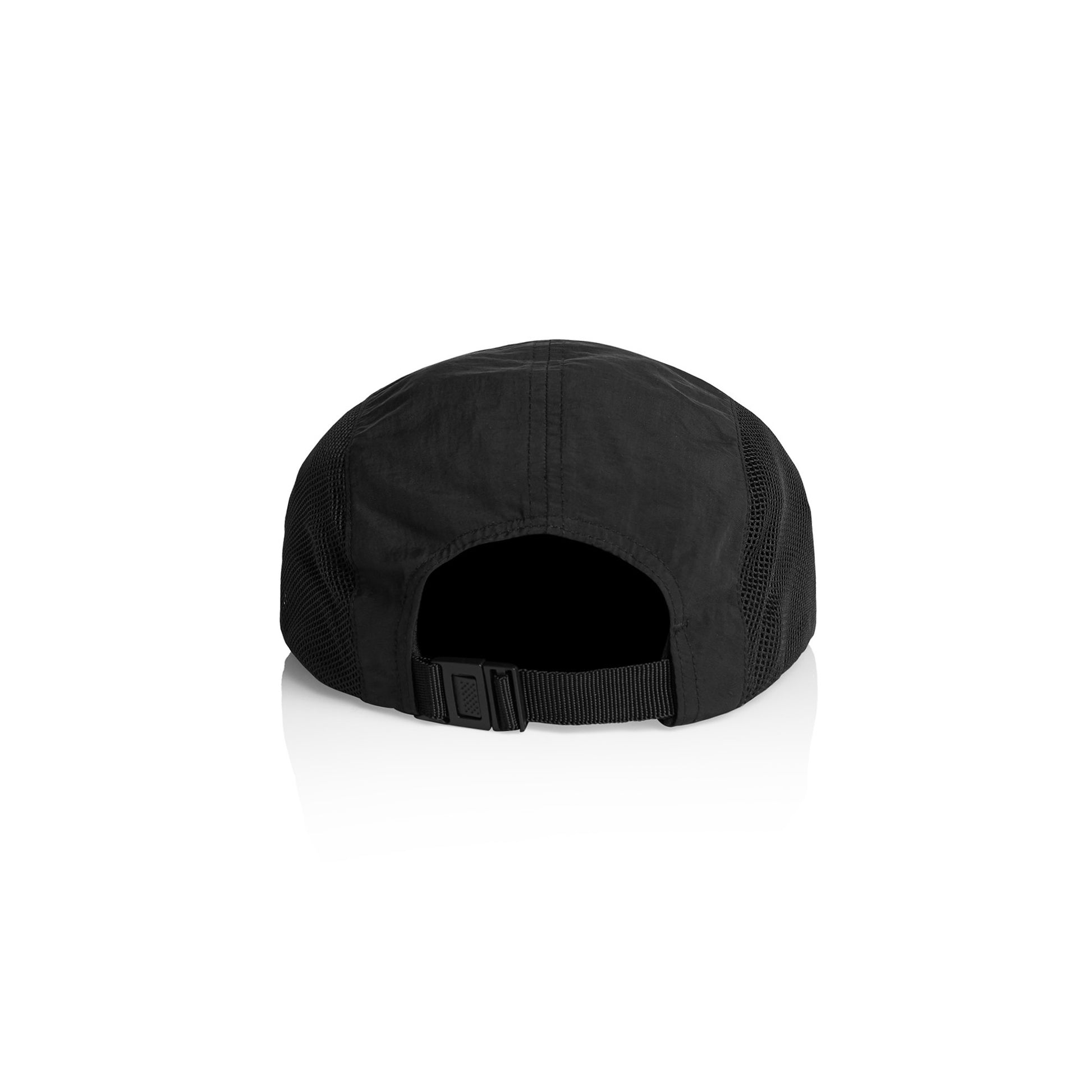 Rear shot of a nylon black running ap from activewaer brand Hybryd