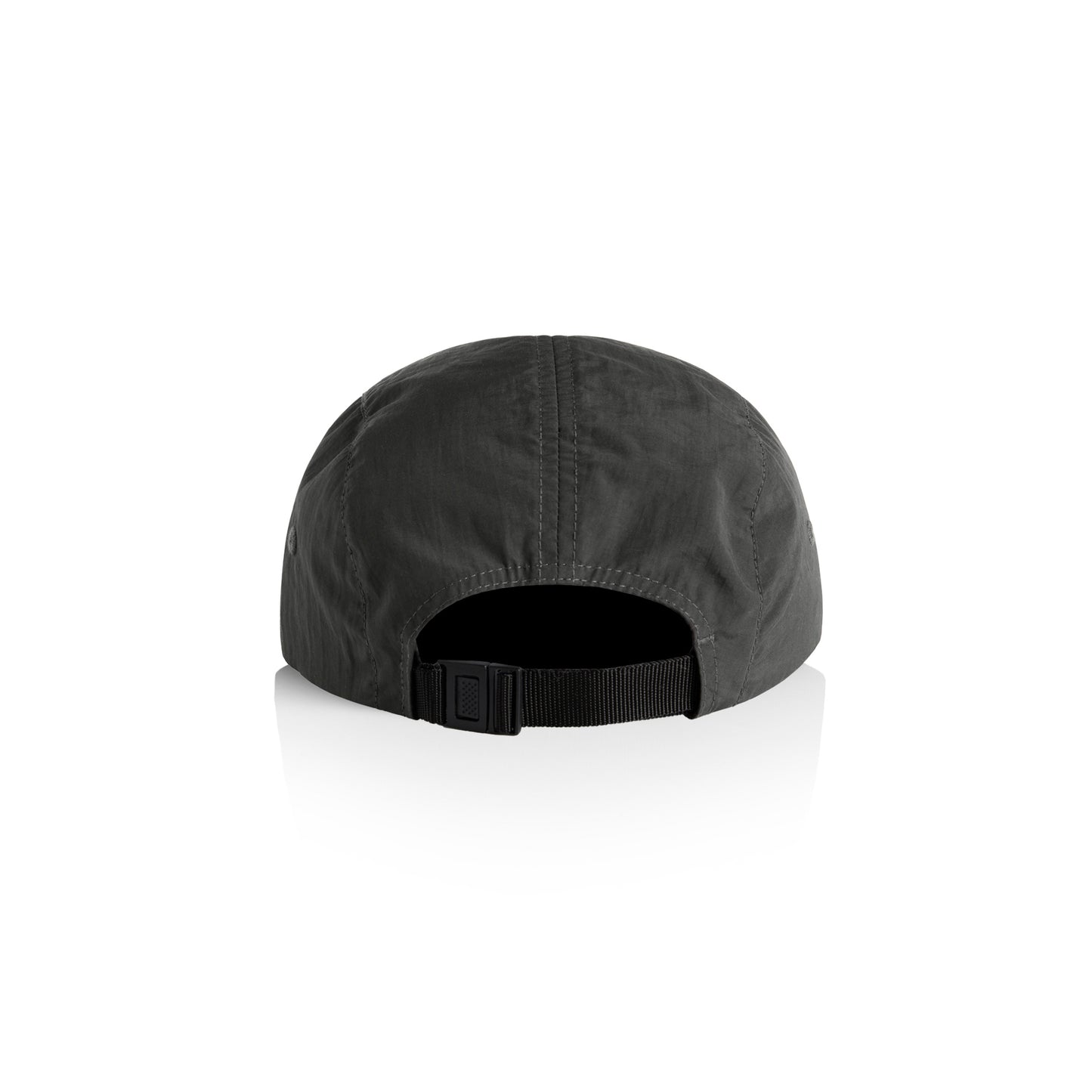 Black run cap on a white background. Shoot from the back with Clip fastener. From activewear brand Hybryd.