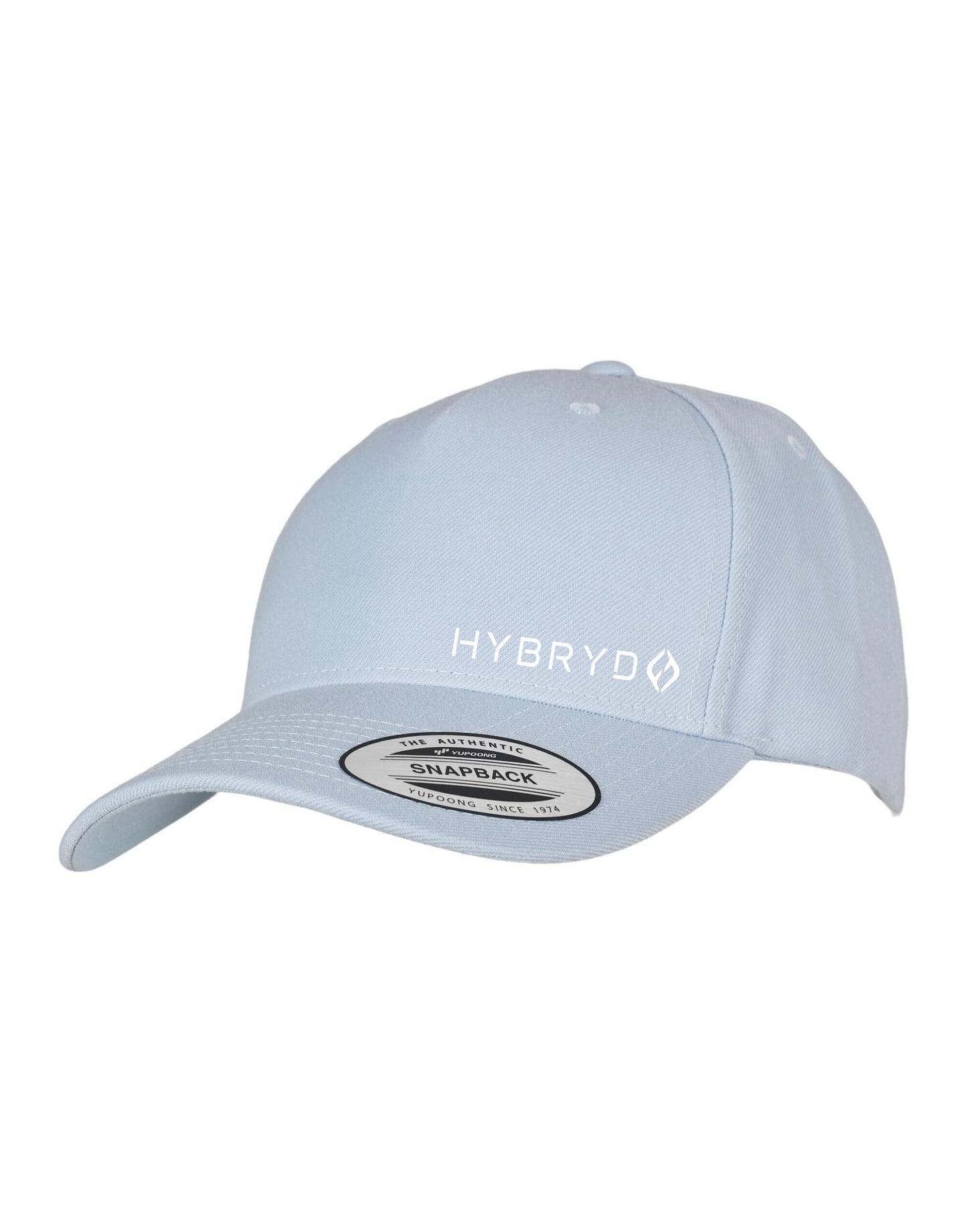 Light blue cap with 'HYBRYD' logo on a white background