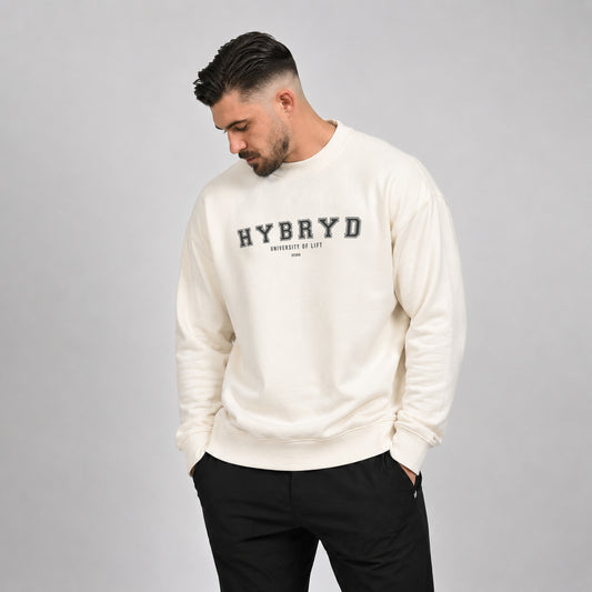 A Hybryd varsity style crew. Post gym workout wear.