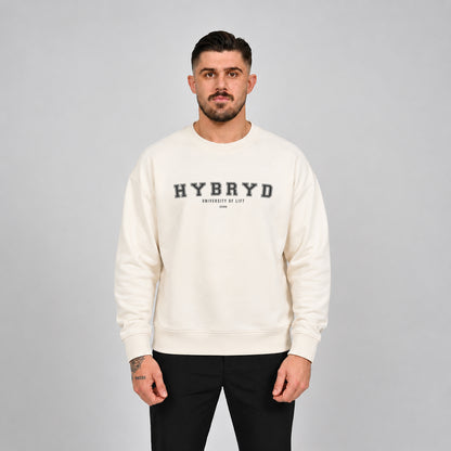 A Hybryd varsity style crew. Post gym workout wear.
