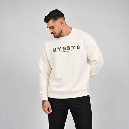 A Hybryd varsity style crew. Post gym workout wear.