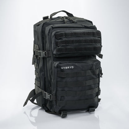 A black Hybryd deployment military backpack 