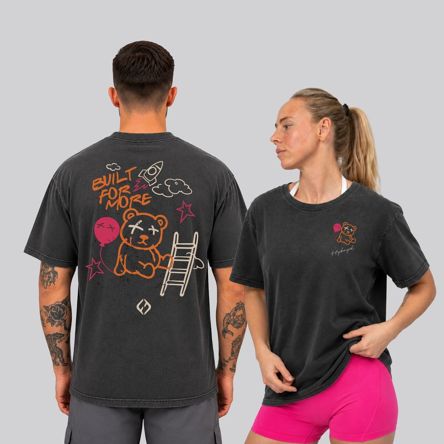 Unisex Washed black Tee - Built for more design