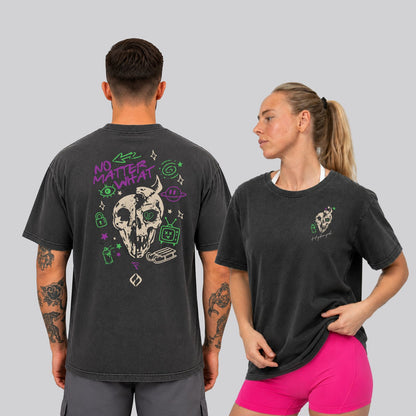 Unisex Washed black Tee - No Matter What Design
