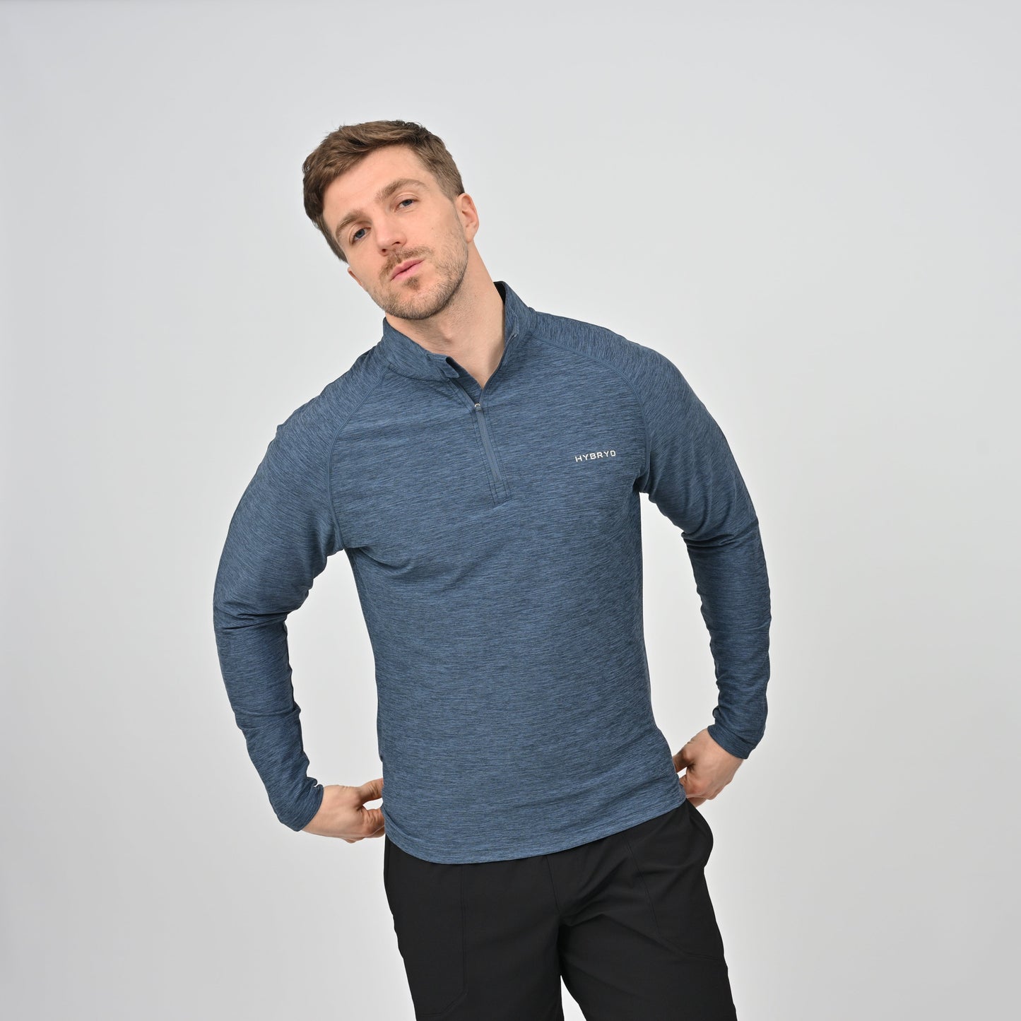 Hybryd athlete in zipped neck fitted running top