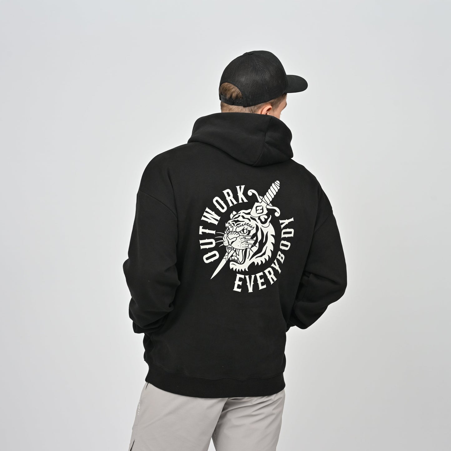 Hybryd black hoodie with back print