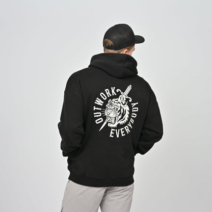 Hybryd black hoodie with back print