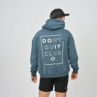 Gym hoodie in teal with don't quit club on the back