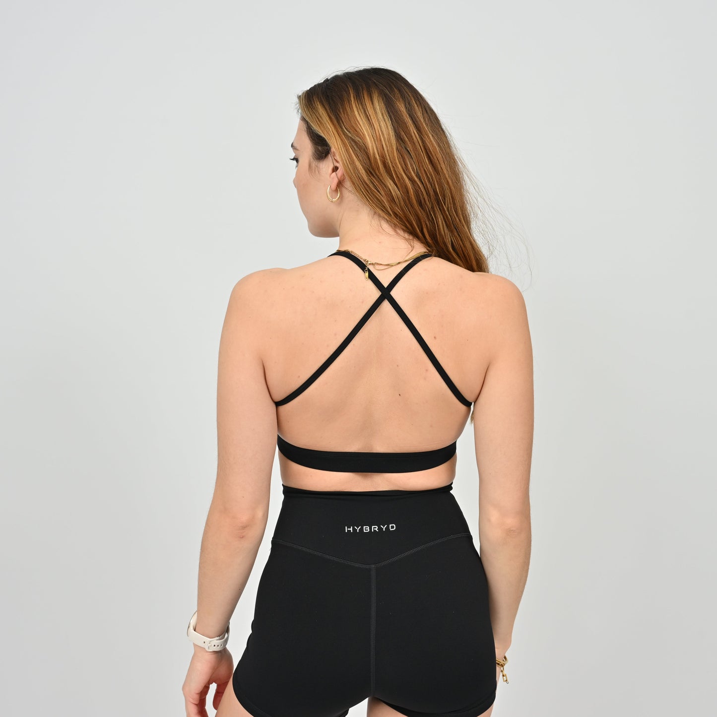 Hybryd black sports bra with pads