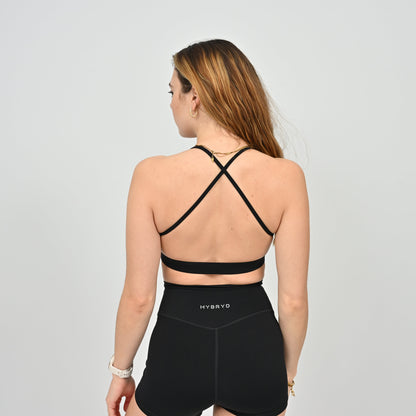 Hybryd black sports bra with pads