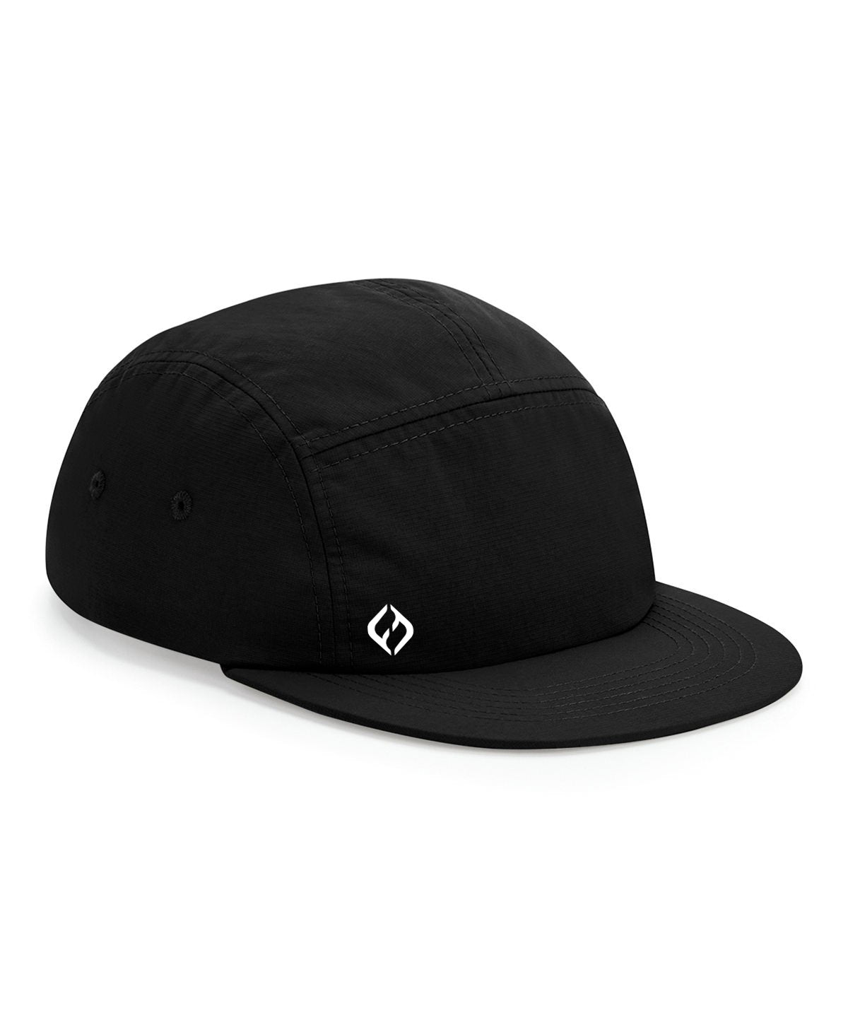Black running cap with a Hybryd logo on a white background