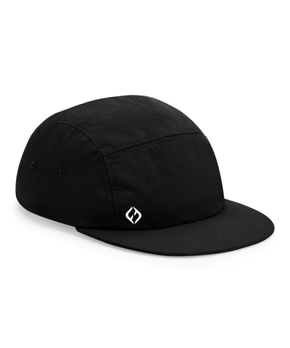 Black running cap with a Hybryd logo on a white background