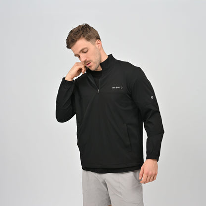 Hybryd 1/4 zip black jacket with pockets