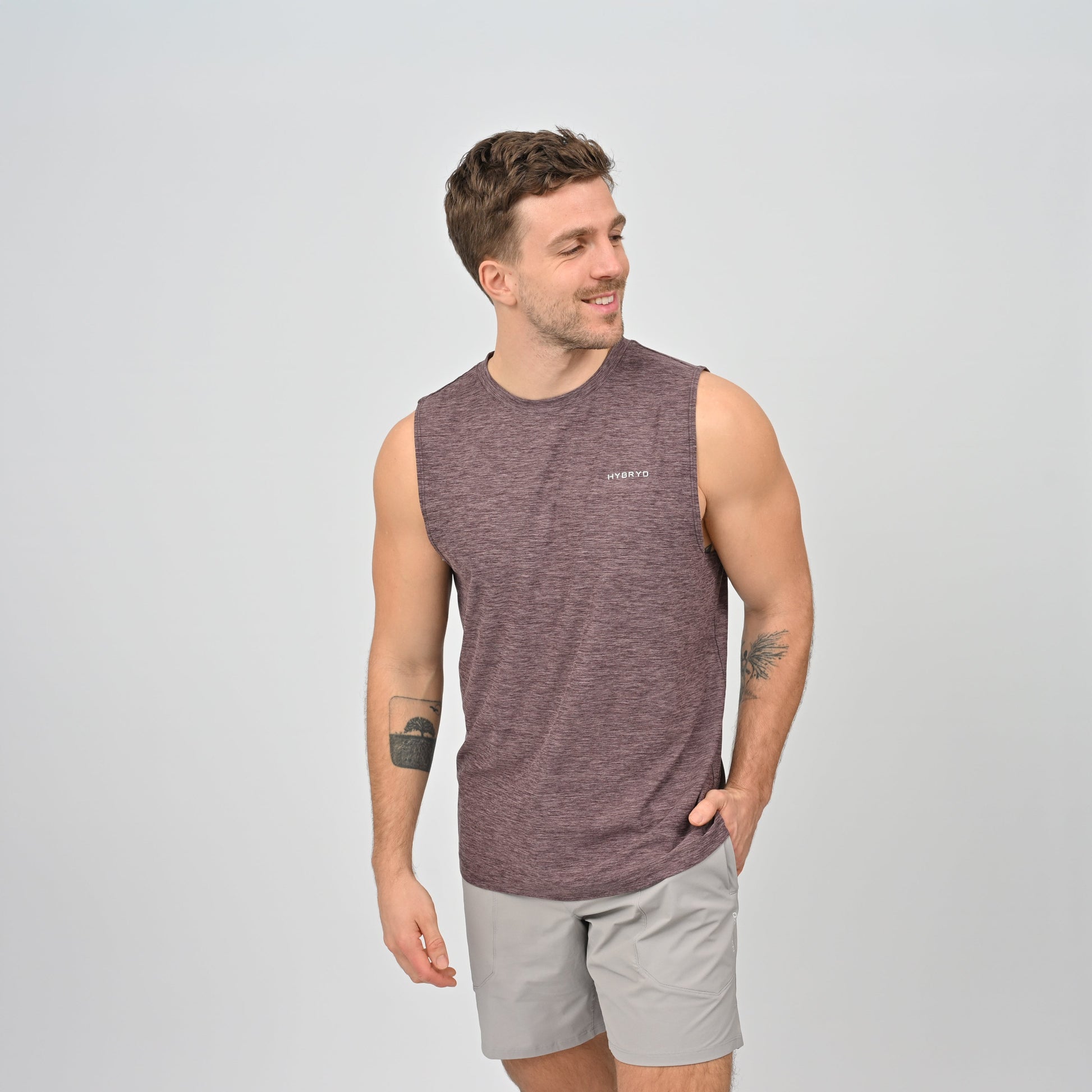 Hybryd gym workout vest in mauve marl
