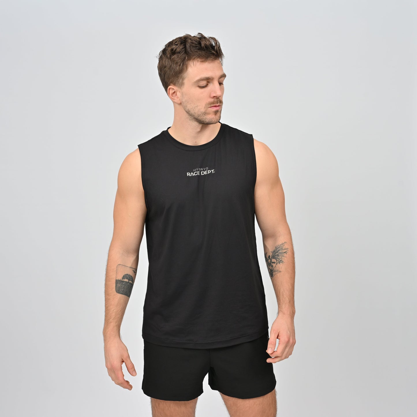 black sleeveless shirt
