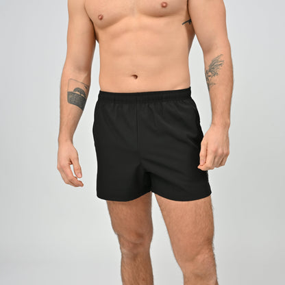 Man wearing black shorts for running