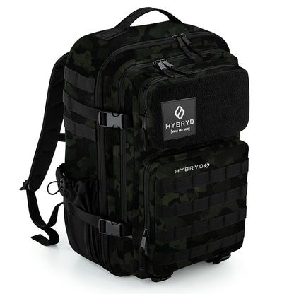 HYBRYD tactical gym backpack with MOLLE webbing and Velcro patch panel