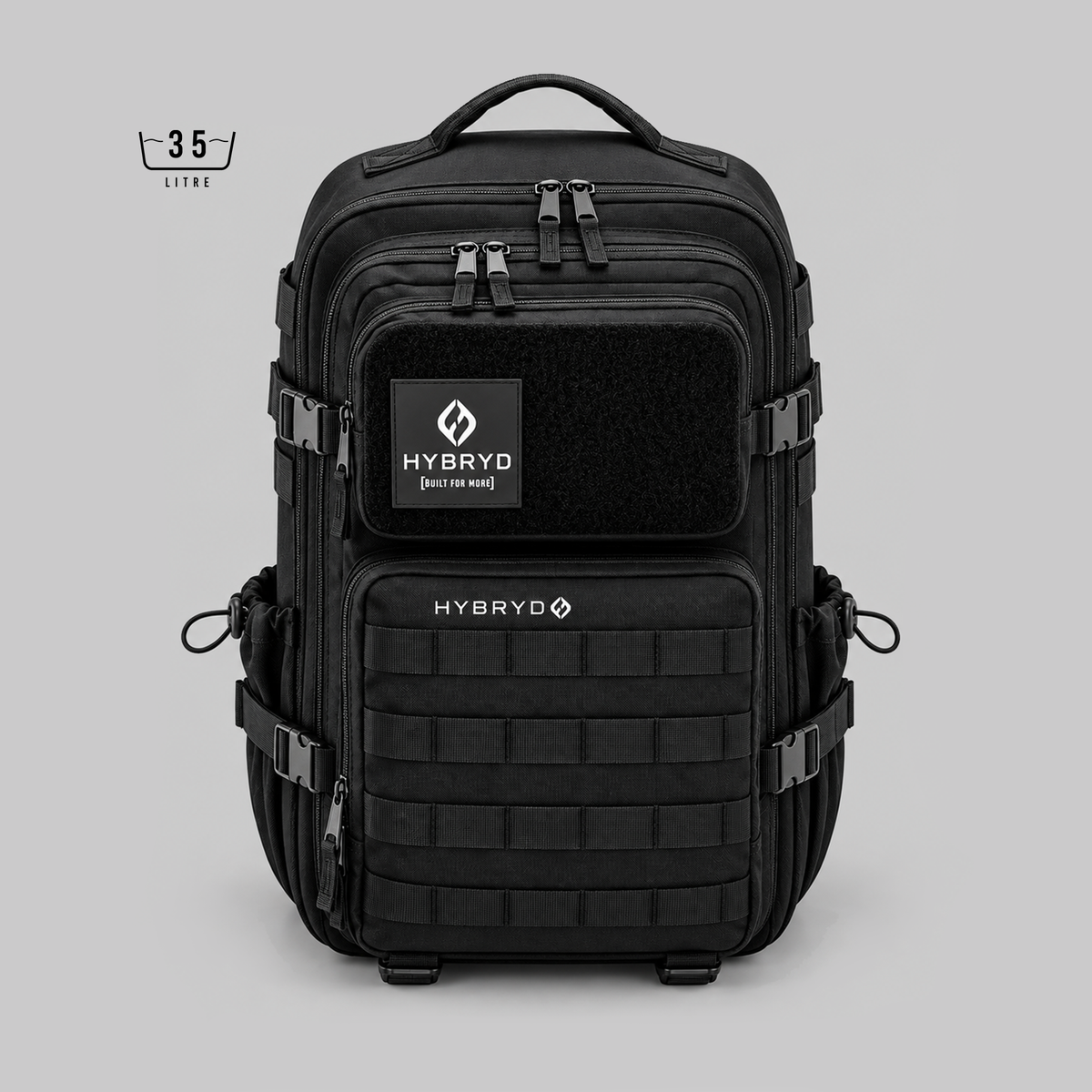 Hybryd Tactical 35L large black tactical holdall travel bag for gym gear and travel