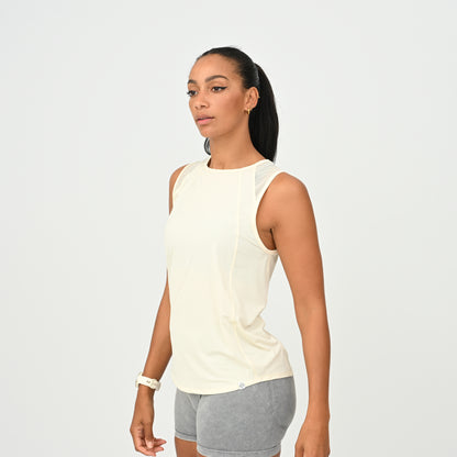 HYBRYD Molly women’s training vest in Butter, front view for HYROX, CrossFit and gym training
